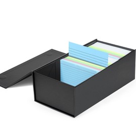 Harhana 3x5 Index Card Holder Card File Box Organizer, Hold 1200 3x5-Inch Flash Cards 1 Pack Black