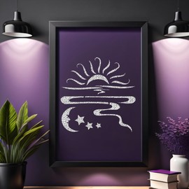 Sunrise Sun Flare Stencil with Moon and Stars, Reusable Plastic, 5.5X 5.5, Ideal for Painting Projects