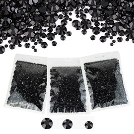22000 diamantes de imitación de resina negra para manualidades, 5 mm, 4 mm, 3 mm, a granel, no se calientan, piedras de color negro puro, SS20 SS16 SS10 para manualidades, arte de uñas, vasos