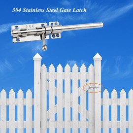 304 Stainless Steel Gate Latch Slide Bolt Gate Latch Heavy Duty Slide Latch Lock Thickened Security Bolt Door Latches Hardware Lockable Barrel Bolt Latch for Wooden Fence Yard Door Barn