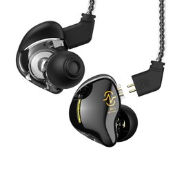CCZ Coffee Bean in Ear Monitor, Auriculares profesionales con aislamiento de sonido HiFi, auriculares con almohadillas patentadas, ajuste seguro en el oído transparente (sin micrófono, negro)