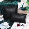 BRAWARM Faux Leather Pillow Covers 12 X 20 Inches, Black