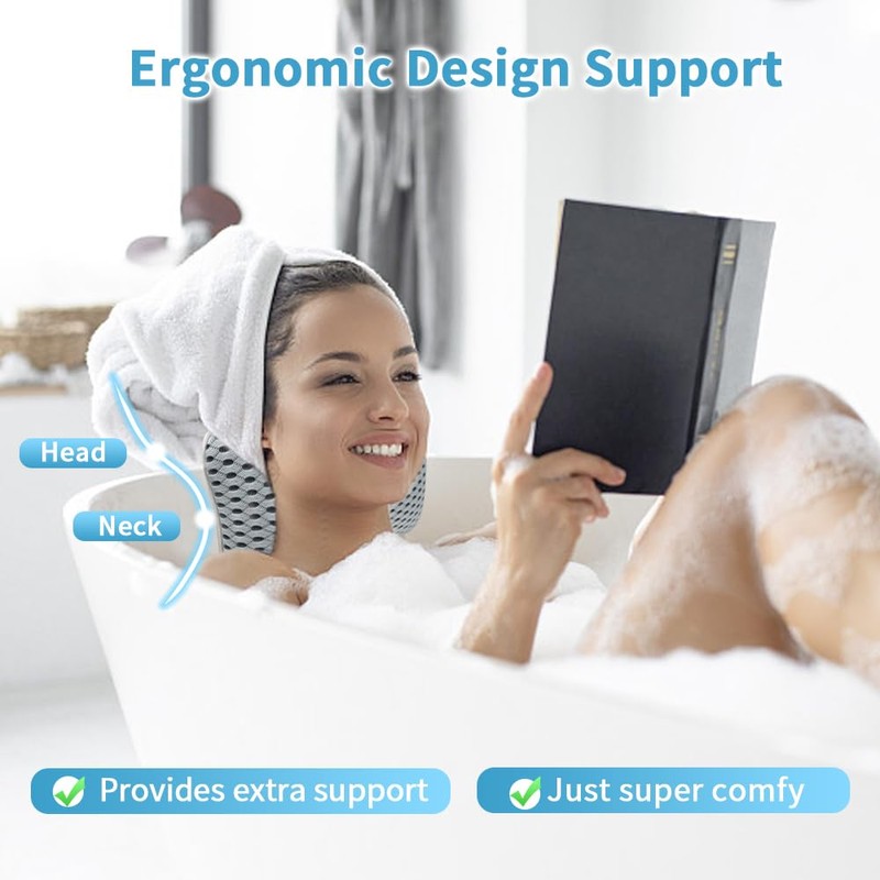 Conbella Upgraded Bath Pillows for Tub, Slip Resistant Waterproof Bath