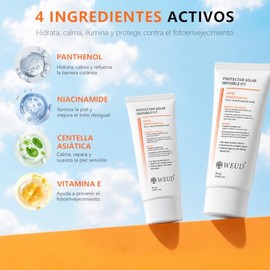 Protector Solar Coreano, Invisible SPF 50+, UV-A y UV-B Doble Protección, Textura Ligera, Apto para Uso Diario, para Todo Tipo de Piel (50ml)