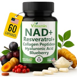 NAD Resveratrol Suplemento 200mg con Berberina NAC Colágeno – Nicotinamida Riboside NMN NADH CoQ10 Biotina Ácido Hialurónico – Suplemento de uñas para