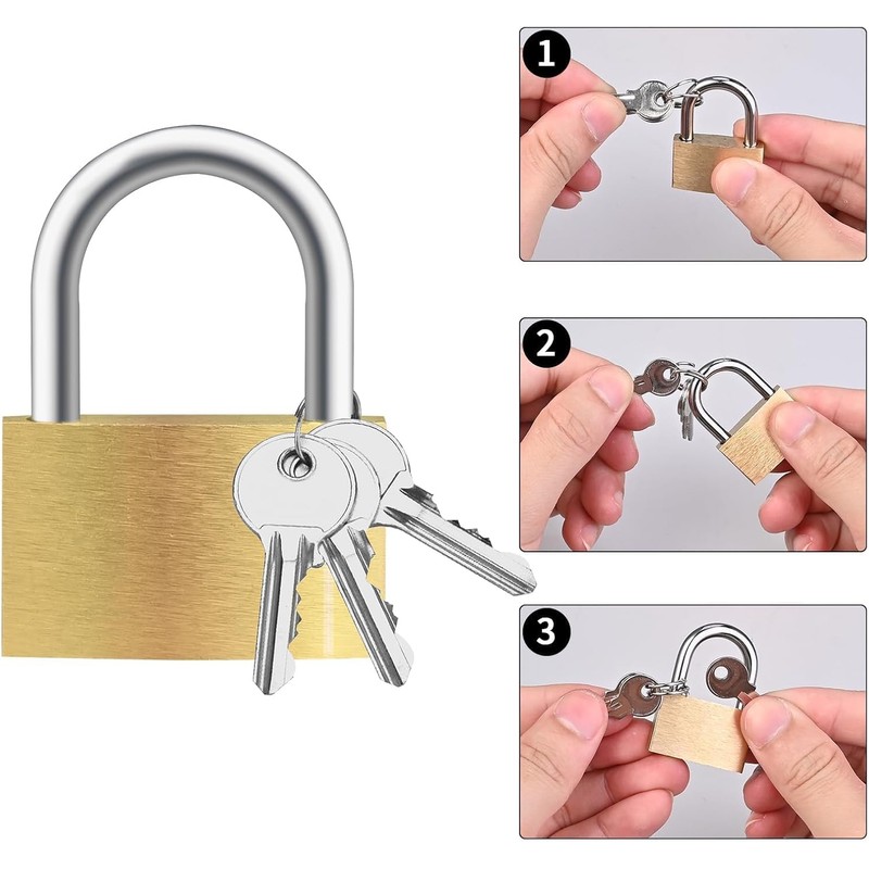 Cieex 8 Pieces Padlock Small Locks with Key 30mm Brass