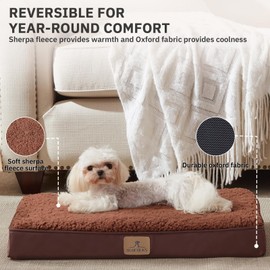 Bedfolks Orthopedic Dog Bed for Small Dogs - Egg Foam Dog Crate Bed with Removable Waterproof Cover, Pet Bed Mat Suitable for Dogs and Pets Up to 20 lbs (24 x 16 x 3 inches, Brown)