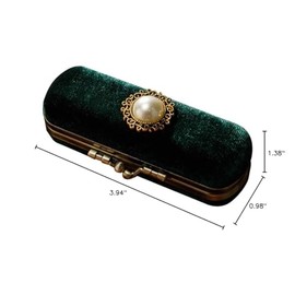 Cabilock - Estuche para lápiz labial vintage con bolsillo de espejo, organizador para bálsamo labial, brillo labial, rodillo de aceite esencial, estuc