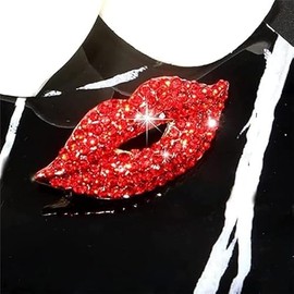 Red Lips Rhinestone Brooch Pin, Crystal Shining Mouth Design, Party Wedding Jewelry Accessories Gift