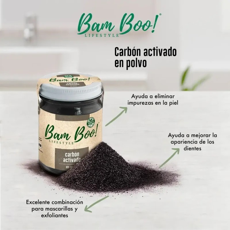 Kit 2 Carbón Activado Polvo Vegetal 40 G Bam Boo!