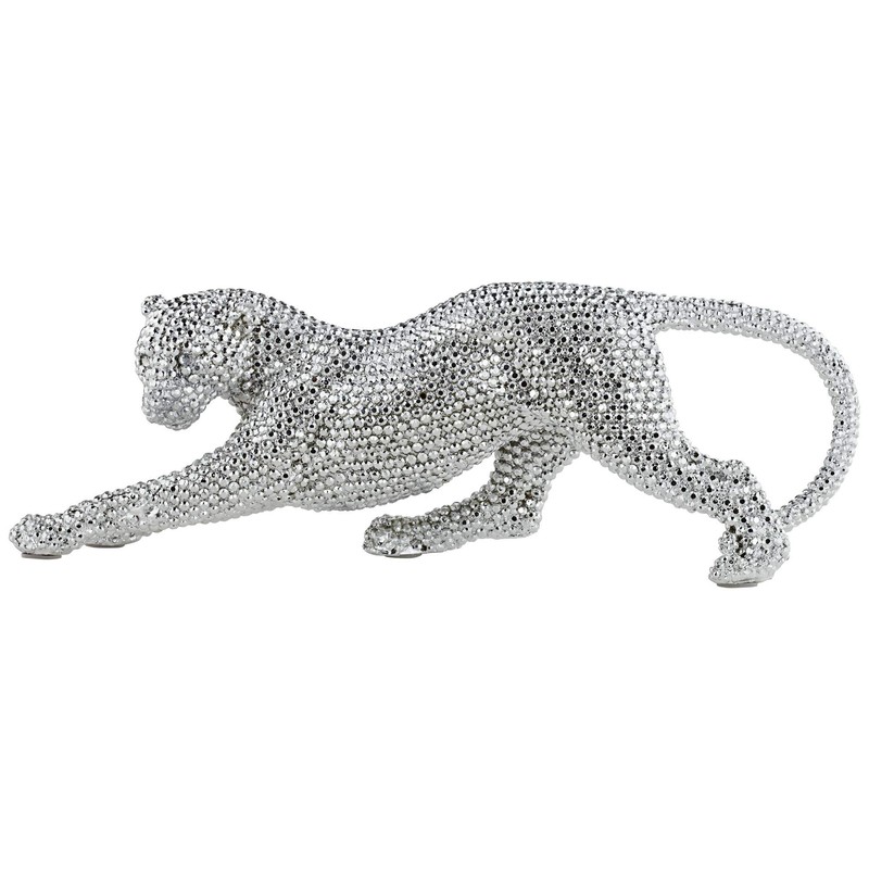 Studio 55D Silver Prowling Leopard 17 1/2" Wide Accent Sculpture