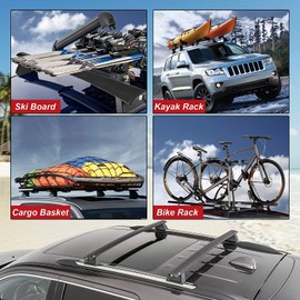 Roof Rack Cross Bars Compatible with 2011-2021 Grand Cherokee with Grooved Side Rails, Aluminum Cross Bar with Anti-Theft Locks for Cargo Racks Rooftop Luggage Canoe Kayak Bicycle Roof Bag