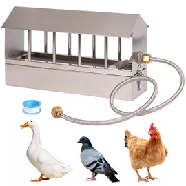 KHEARPSL Automatic Chicken Waterer Stainless Steel Chicken Water Feeder Pigeon Water Dispenser with Float Valve Automatic Filling Water Poultry Waterer Fountain for Duck Goose Pigeon Quail