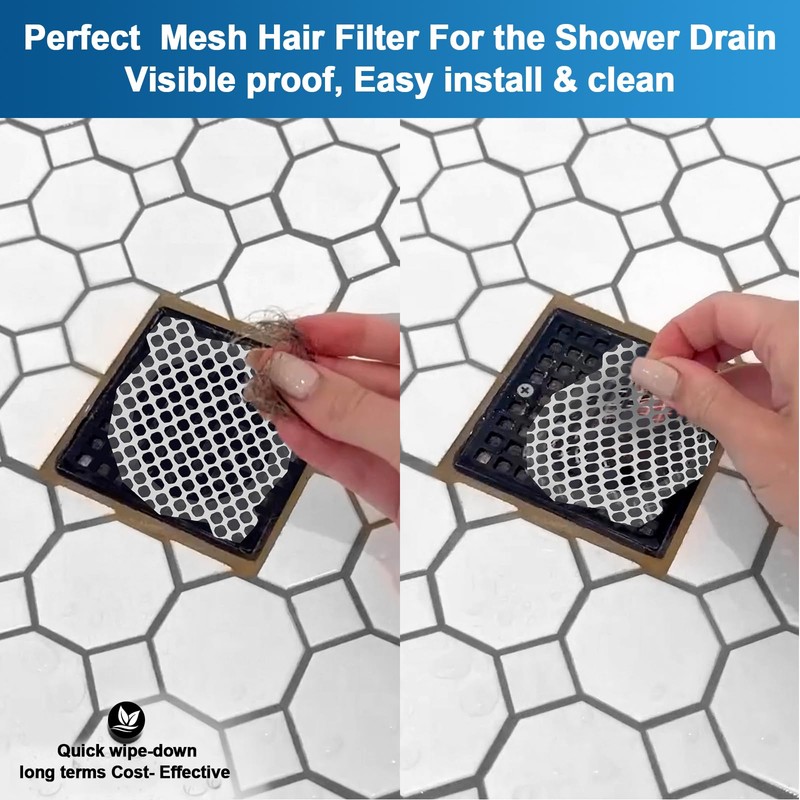 INVIHUG, 50 Pack, Disposable Shower Drain Hair Catcher Mesh Stickers,