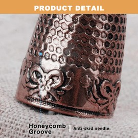 2個入り 指ぬき シンブル 裁縫道具 指プロテクター 手芸 滑り止め 赤褐色 模様ランダム