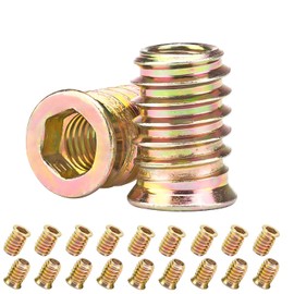 Qrity 20PCS Threaded Inserts Nuts, Hex Drive Head Nuts, Threaded Inserts for Wood, Hex Socket Drive, Zinc Plated Carbon Steel, M10x20mm Insert Nut