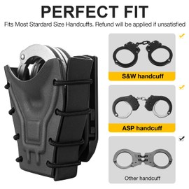 Kydex Handcuff Pouch for Duty Belt, Fits Most Standard Size Handcuffs, Law Enforcement Cuff Holder, Fit 1.5-2.25'' Belt Width