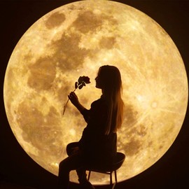 Moon Lamp Projector Night Light, 360° Rotatable Moon Lamp USB Powered Lighting with Bracket,Mood Light Photography Romantic Atmosphere Lamp for Selfie Backgroun Bedroom Decor Moon Fantasy Lovers