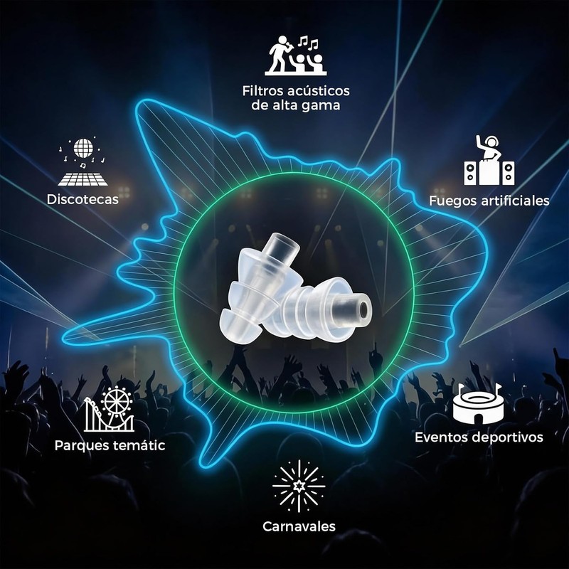 Tapones Auditivos para Músico, Protección Auditiva Certificada, SNR 26 dB