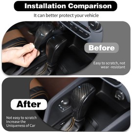 DIYUCAR ABS Plastic Car Center Gear Shift Head Cover Trim for Ford Ranger Everest Endeavor T6 T7 2015-2019 Interior Accessories (Carbon Fiber)