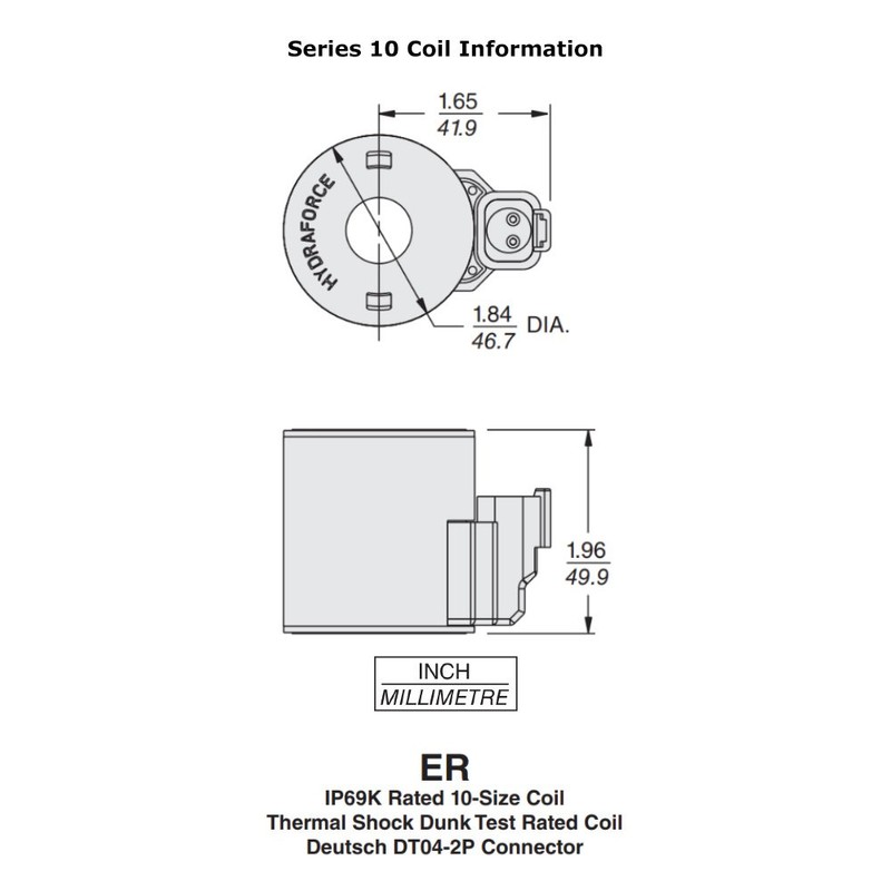Hydraforce 4303712 Solenoid Valve Coil, Deutsch Connector, 12V DC, 10