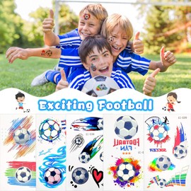 EKKONG Children's Tattoo Dinosaur Tattoo Set, Animal Football Tattoo Children, Waterproof Children's Tattoos Stickers for Party Bags Children's Birthday Party Festival, Boys Girls Children (15 Sheets)