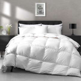 APSMILE All Season Down Feather Fibers Comforter Full Size - Ultra-Soft High Fill-Power Hotel Collection Duvet Insert Fluffy Medium Warm Quilt Comforter with Corner Tabs(82x86, White)