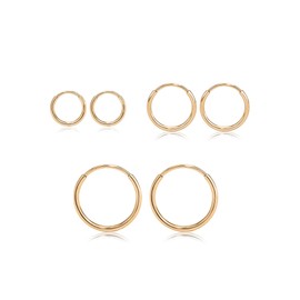 Limerencia G23 Titanium Slim Huggie Hoop Earrings, Hypoallergenic F136 Implant Grade Pure Titanium for Girls Sensitive Ears(3 Pairs Set, Gold)