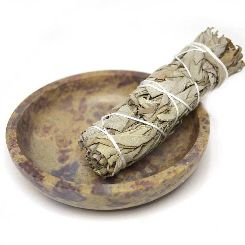 Round Natural Stone Bowl for Smudge or Incense