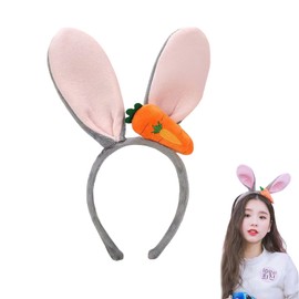 YINKE Halloween Bunny Ears Headband Rabbit Ears Headband with Carrots Pink Cosplay Costume Party