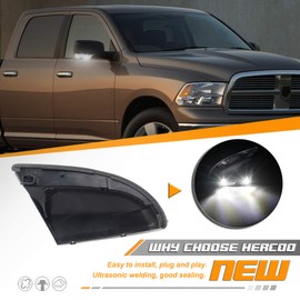 HERCOO LED Side Mirror Turn Signal Puddle Light Lamp Assembly Compatible with Dodge Ram 1500 2009-2018, Dodge Ram 2500 2010-2018, Ram 1500 Classic 2019-2022, Replacement for 68064948AA