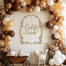 TrinhGuo Cielito Lindo Baby Shower Decorations Cielito Lindo Party Decoration Decal for Balloons Arch Backdrop, Mexican Themed Birthday Party Decor Decal, Brown Baby Shower Sign Stickers for Boy