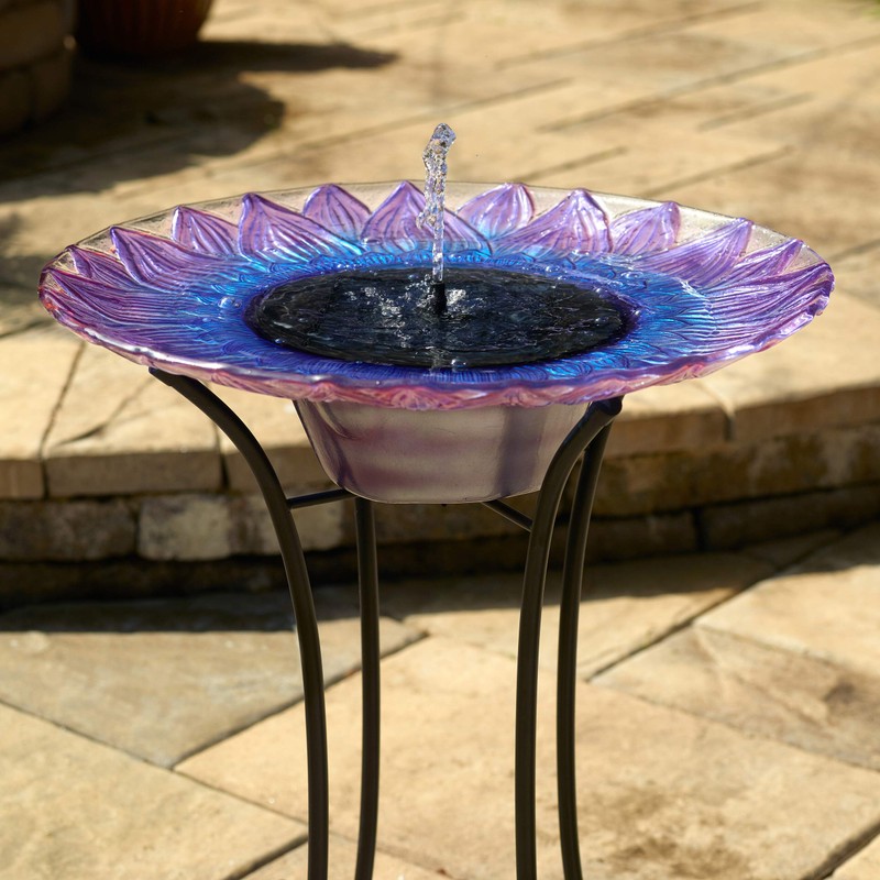Smart Solar 20223R01 Bell Flower Birdbath, Purple