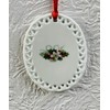 Oma Holly Berries White Circle Disk Porcelain Christmas Ornament