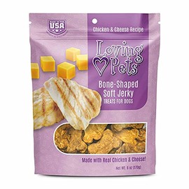 Loving Pets - Soft Chew Jerky (Bone-Shaped, Chicken & Cheese Recipe) USA Made Dog Treats
