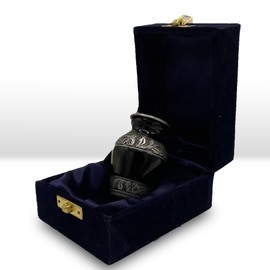 Small Urns Mini urns Small Cremation Urn in Green & Black Funeral Urn for Pet or Human Ashes urn for Memories Miniature urn Funeral Small Urn Decorative urns Mini URNS with Velvet Box