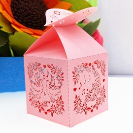 the love 46 Pcs Laser Cut Flowers and Butterflies Peacock Dove Sing Creative Candy Chocolate Box Wedding Favors Baby Shower Favors Boxes Party Gifts Decors (Pink)