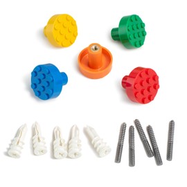 Build-On Brick Wall Hanger Set (Classic Assorted - (Blue, Red, Green, Orange, Yellow))