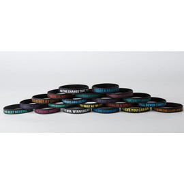 Inspirational Quote Bracelets - 100 Pcs, Motivational Silicone Wristbands for Fitness, Sports, Team Building - 20 Styles - Perfect Inspirational Gifts for Men, Women and Students