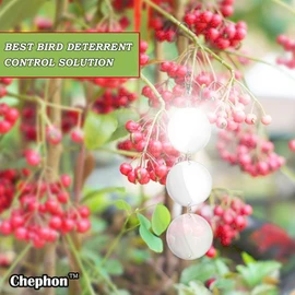 Chephon Upgraded Bird Scare Discs Set - Large 24 Discs - Highly Reflective Double-Sided Bird Reflectors Scare Devices - Better to Keep Most Birds Away Like Woodpecker and Pigeon
