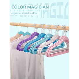 HOUSE DAY 60 Pack Plastic Hangers, Aqua Hangers Extra Wide Hangers with 360°Swivel Hook Space Saving Hangers for Closet, Shirts, Pants, Heavy Duty Hangers Enough for Coat, Suit