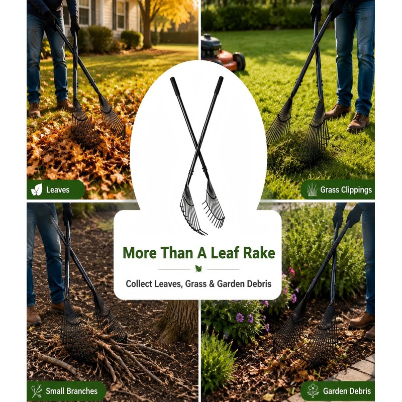 CyDuan Leaf Grabber Rake, Long Handle Leaf Picker Upper for