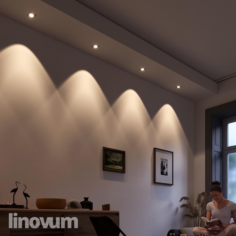 linovum Recessed Spotlight Frame Swivelling Square Brushed Stainless Steel Look