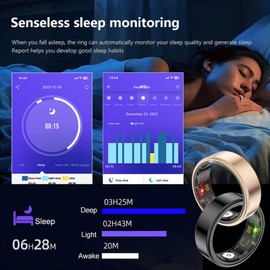 findtime Smart Ring Fitness Tracker Pedometer 5ATM Waterproof Smart Ring Fitness Ring Tracker Smart Rings Men Women Sleep Ring Heart Rate Monitor Smart Ring Android iOS Sports Rings Remote Control