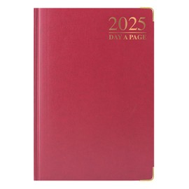 1ABOVE Premium Quality 2025 Diary | A5 Day to Page Diary | Hardback Gilt Edges Metal Corners for Home and Office Use (Red)