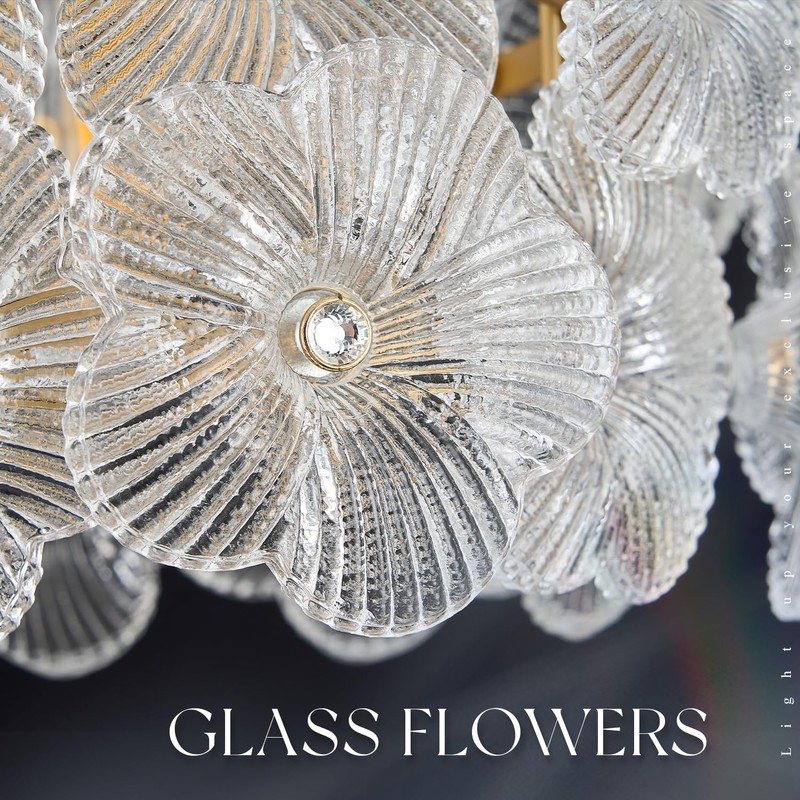 Poemoon Gold Glass Pendant Light 1-Pack Modern Flower Small Ceiling