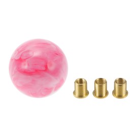 A ABSOPRO Universal Shift Knob Round Ball Stick Shifter Lever Knob with 3 Adapter for Automatic and Manual Vehicle Acrylic Red White (Set of 4)