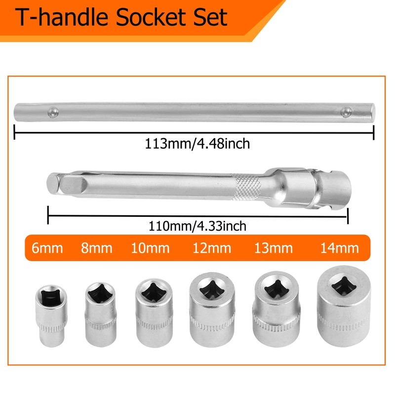 NACHEE Folding Mini T-Handle Socket Set 1/4'' Drive Tool Kit