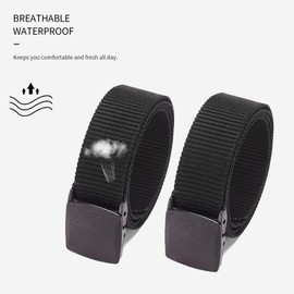 MACBORO 2-Pack Tactical Nylon Military Web Belt - TSA Approved Non-Metal Nickel Free Hypoallergenic Plastic Belt Buckles