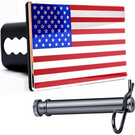 5"x3" American Black Flag Metal Hitch Cover (Fits 2.5" Receiver, Color)